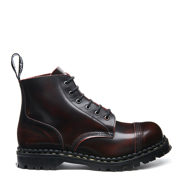 solovair Burgundy Rub-Off 6 Eye Steel Toe Capped Derby Boot