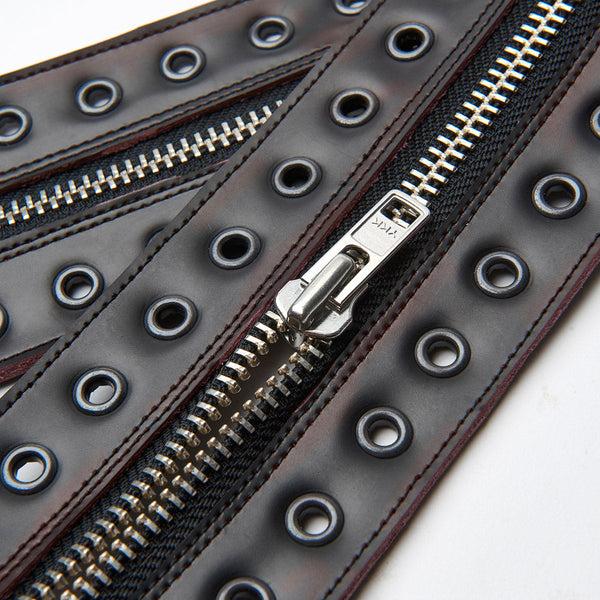 Solovair Burgundy Rub-Off 8 Eye Derby Boot & Zip Guard