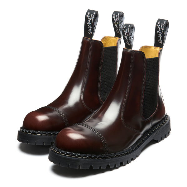Solovair Burgundy Rub-Off Steel Toe Capped Dealer Boot