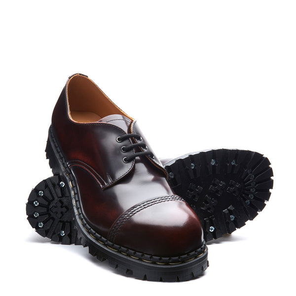 Solovair Burgundy Rub-Off Steel Toe Capped Gibson Shoe