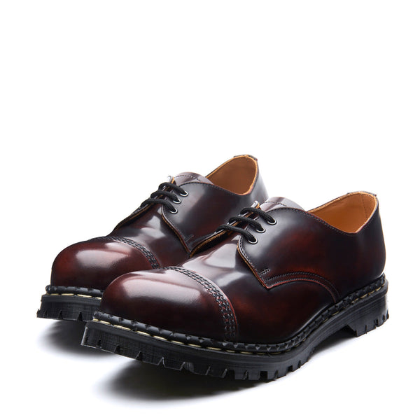Solovair Burgundy Rub-Off Steel Toe Capped Gibson Shoe