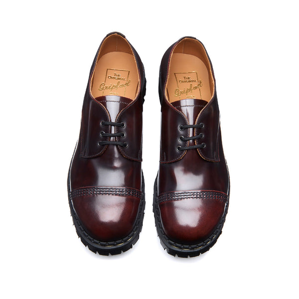 Solovair Burgundy Rub-Off Steel Toe Capped Gibson Shoe