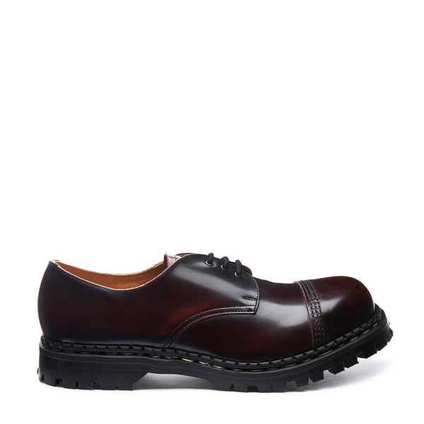 solovair Burgundy Rub-Off Steel Toe Capped Gibson Shoe