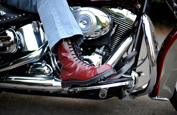 Solovair Cherry Red Hi-Shine 11 Eye Steel Toe Derby Boot