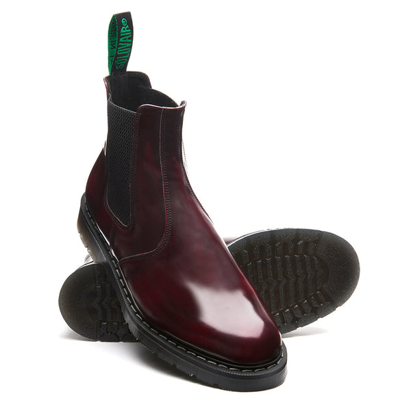 Solovair Cherry Red Rub-Off Vegan Hi-Shine Dealer Boot