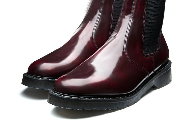 Solovair Cherry Red Rub-Off Vegan Hi-Shine Dealer Boot