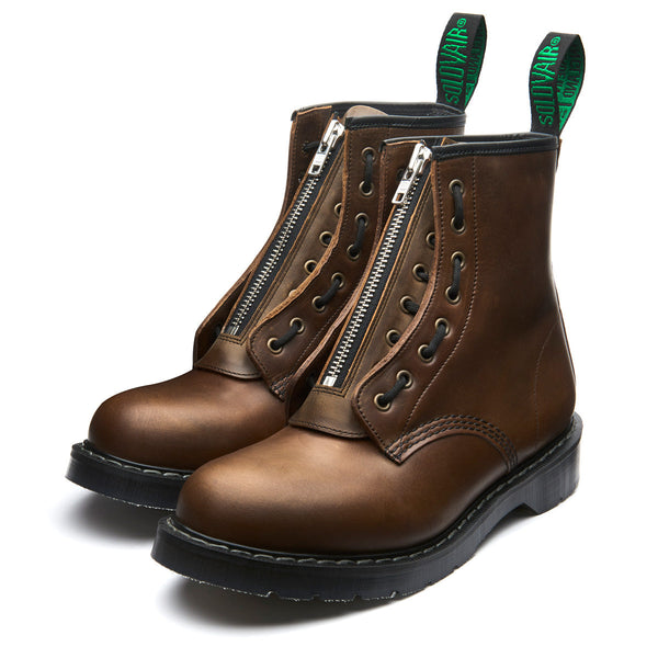 solovair Gaucho Crazy Horse 8 Eye Derby Boot & Zip Guard