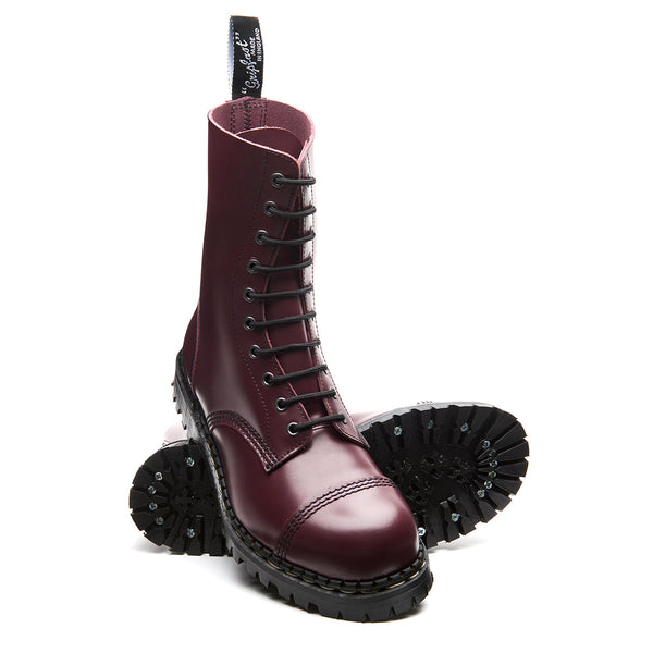 Solovair Oxblood Hi-Shine 10 Eye Steel Toe Capped Derby Boot