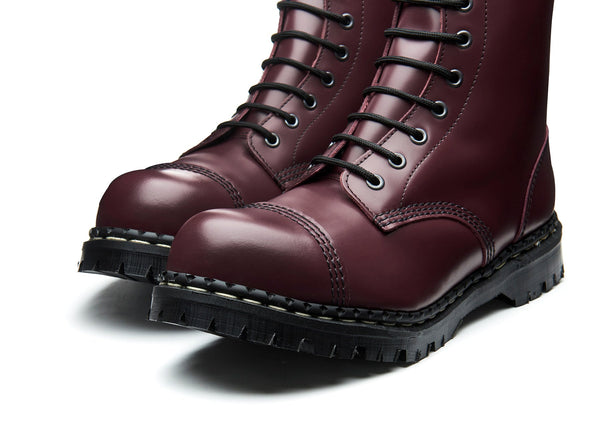 Solovair Oxblood Hi-Shine 10 Eye Steel Toe Capped Derby Boot