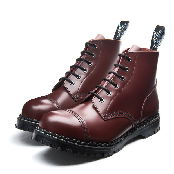 Solovair Oxblood Hi-Shine 6 Eye Steel Toe Capped Derby Boot