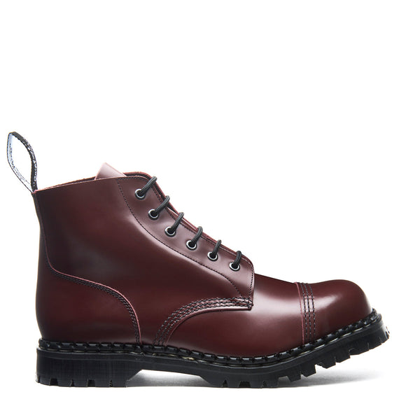 solovair Oxblood Hi-Shine 6 Eye Steel Toe Capped Derby Boot
