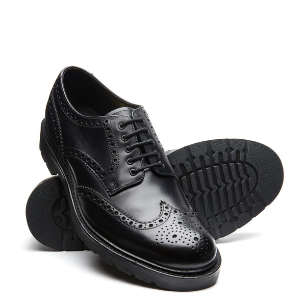 Solovair Black Calf 5 Eye Gibson Brogue Shoe