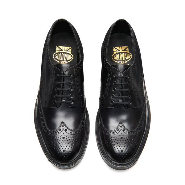 Solovair Black Calf 5 Eye Gibson Brogue Shoe