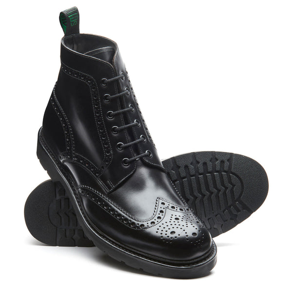 Solovair Black Calf 6 Eye Derby Brogue Boot
