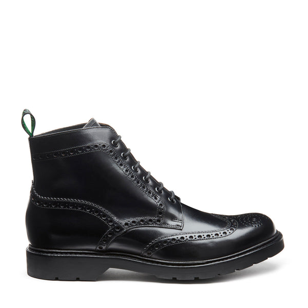 solovair Black Calf 6 Eye Derby Brogue Boot