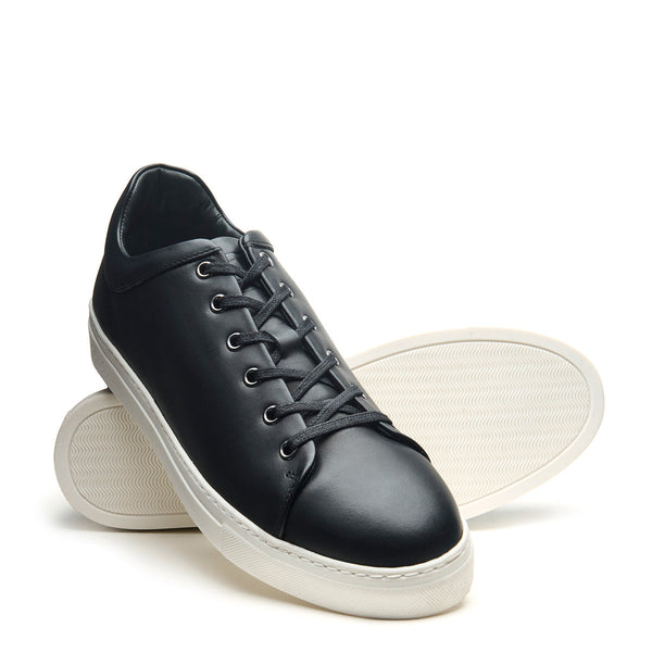 Solovair Black Calf Sneaker (White Sole)