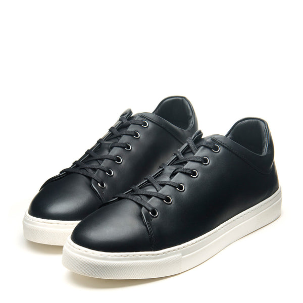 Solovair Black Calf Sneaker (White Sole)