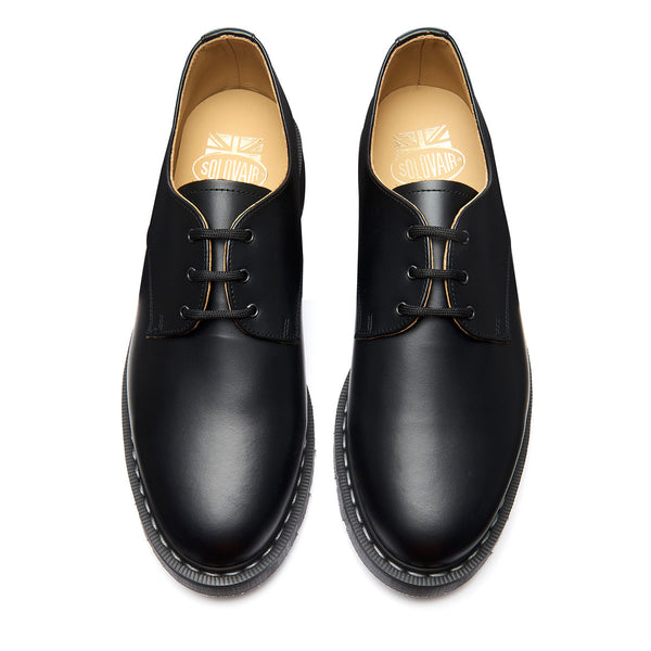 Solovair Black Fine Grain 3 Eye Gibson Shoe