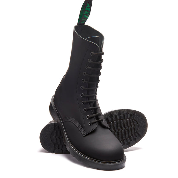 Solovair Black Greasy 11 Eye Derby Boot