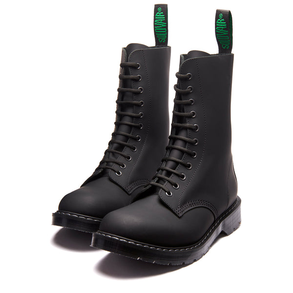 Solovair Black Greasy 11 Eye Derby Boot