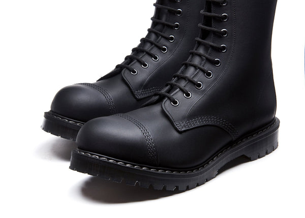 Solovair Black Greasy 11 Eye Steel Toe Derby Boot