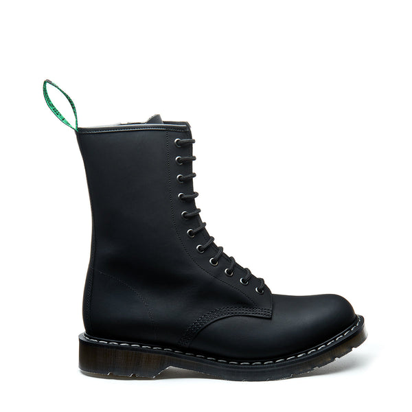 Solovair Black Greasy 11 Eye Zip Derby Boot