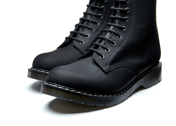 Solovair Black Greasy 11 Eye Zip Derby Boot