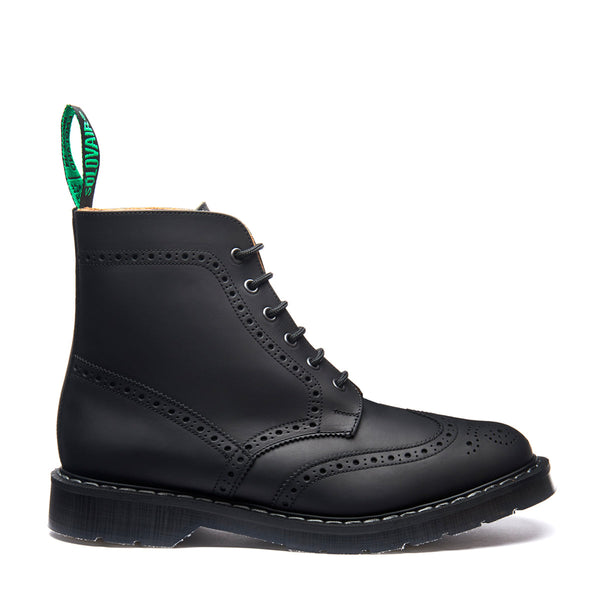 solovair Black Greasy 6 Eye Brogue Boot