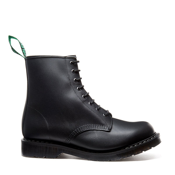 Solovair Black Greasy 8 Eye Derby Boot & Zip Guard