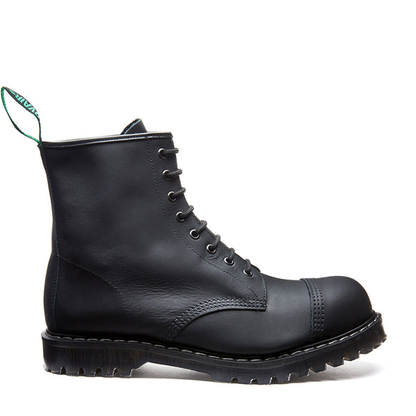 solovair Black Greasy 8 Eye Steel Toe Derby Boot