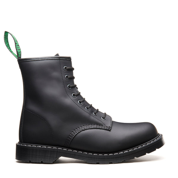 Solovair Black Greasy 8 Eye Zip Derby Boot