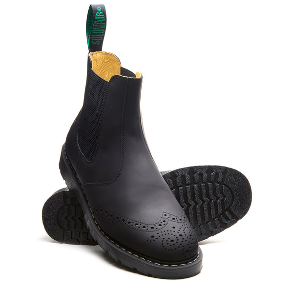Solovair Black Greasy Dealer Brogue Boot