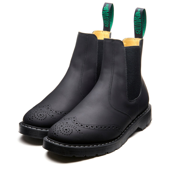 Solovair Black Greasy Dealer Brogue Boot