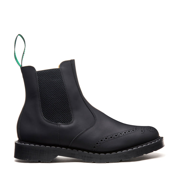 solovair Black Greasy Dealer Brogue Boot