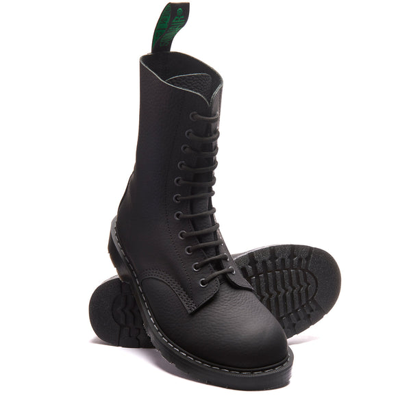 Solovair Black Greasy Grain 11 Eye Derby Boot