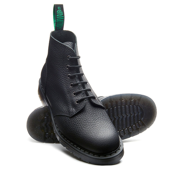 Solovair Black Greasy Grain 6 Eye Astronaut Boot