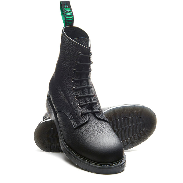 Solovair Black Greasy Grain 8 Eye Derby Boot