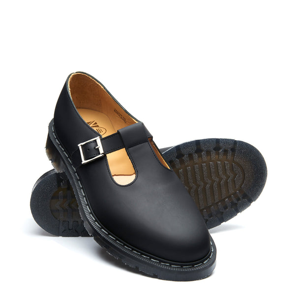 Solovair Black Greasy Mary Jane Shoe