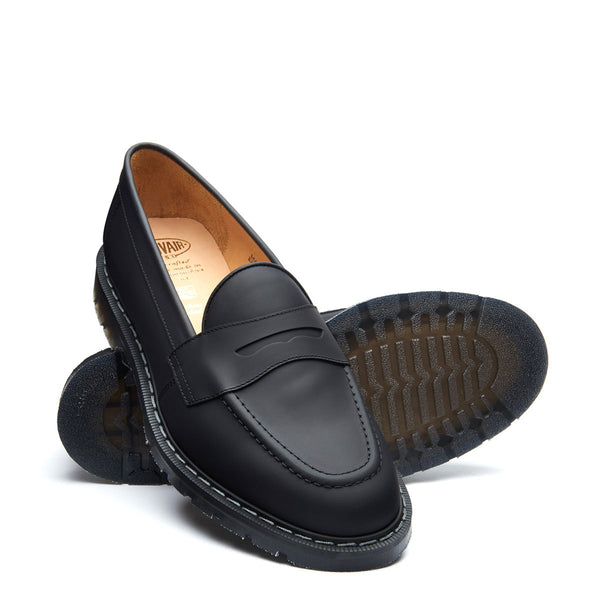 Solovair Black Greasy Penny Loafer