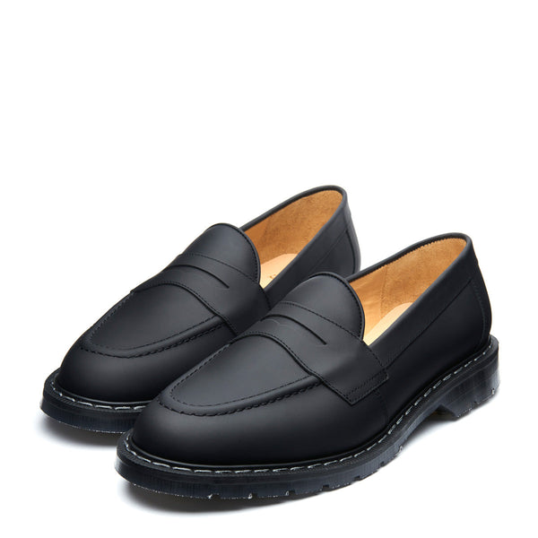 Solovair Black Greasy Penny Loafer