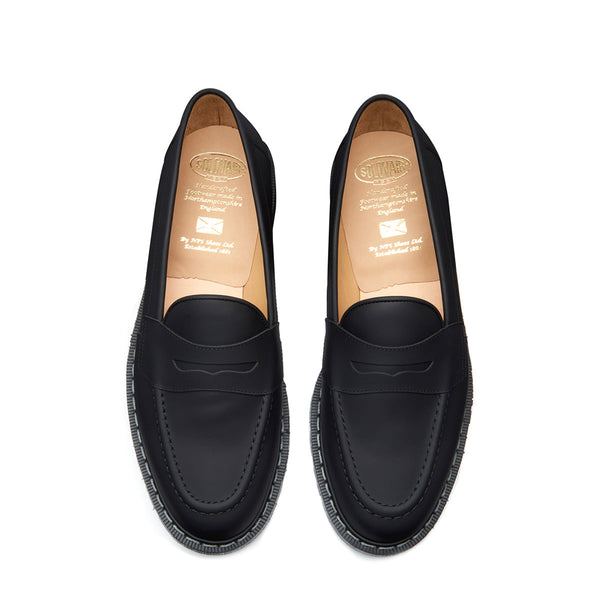 Solovair Black Greasy Penny Loafer