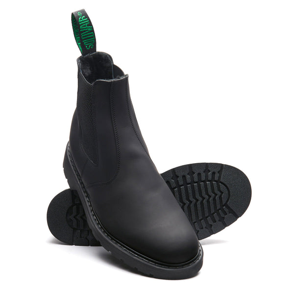 Solovair Black Greasy Shearling Lined Dealer Boot