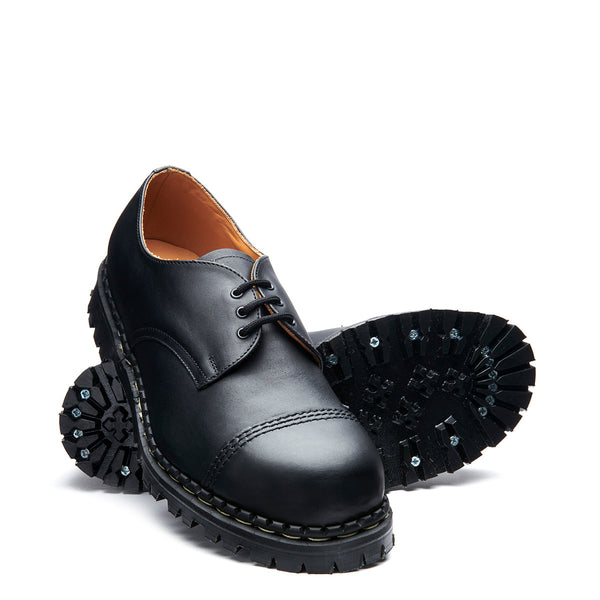 Solovair Black Greasy Steel Toe Capped Gibson Shoe