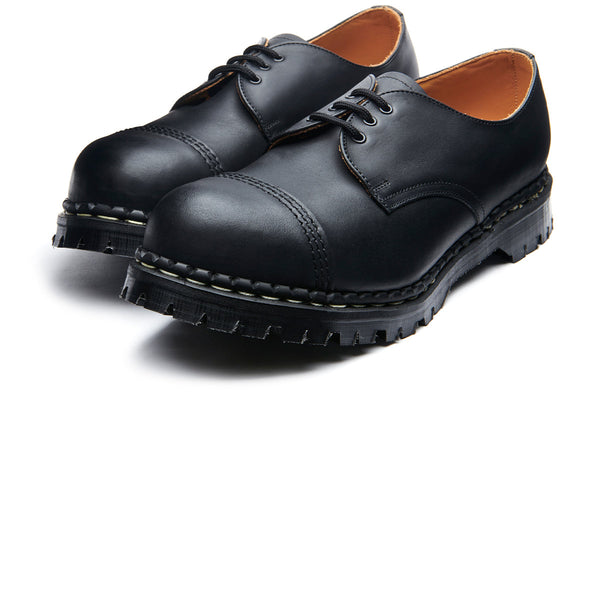 Solovair Black Greasy Steel Toe Capped Gibson Shoe
