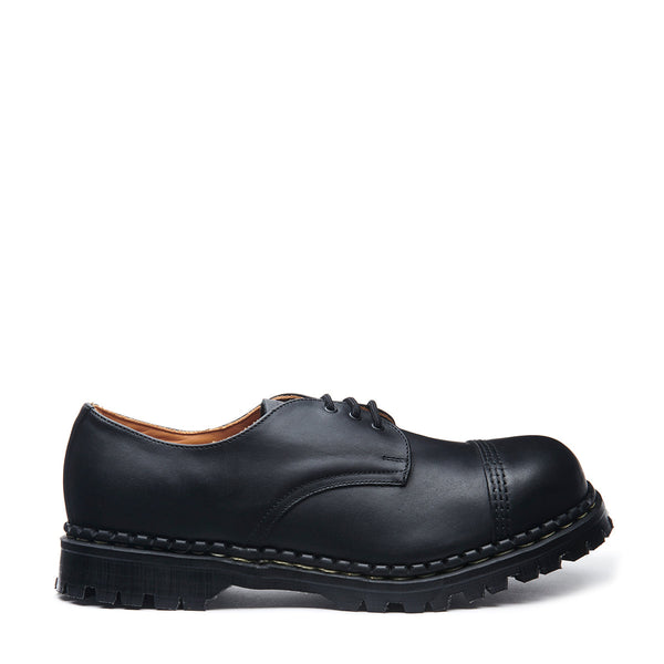 solovair Black Greasy Steel Toe Capped Gibson Shoe