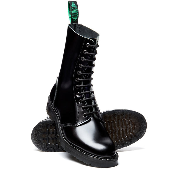 Solovair Black Hi-Shine 11 Eye Astronaut Boot