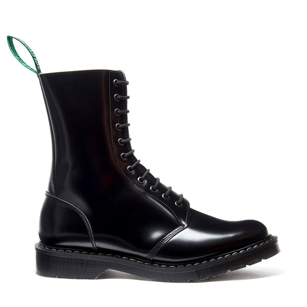 solovair Black Hi-Shine 11 Eye Astronaut Boot