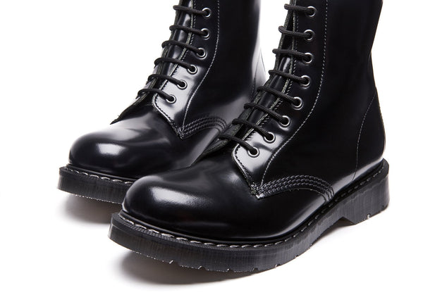 Solovair Black Hi-Shine 11 Eye Derby Boot