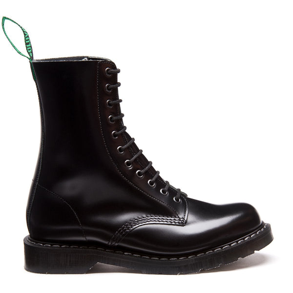 solovair Black Hi-Shine 11 Eye Derby Boot