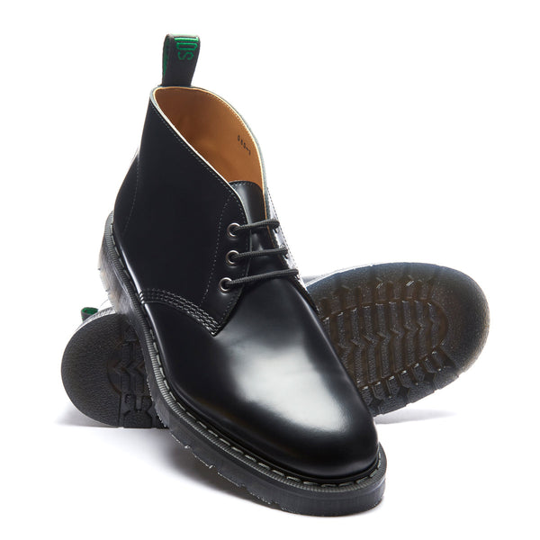 Solovair Black Hi-Shine 3 Eye Chukka Boot